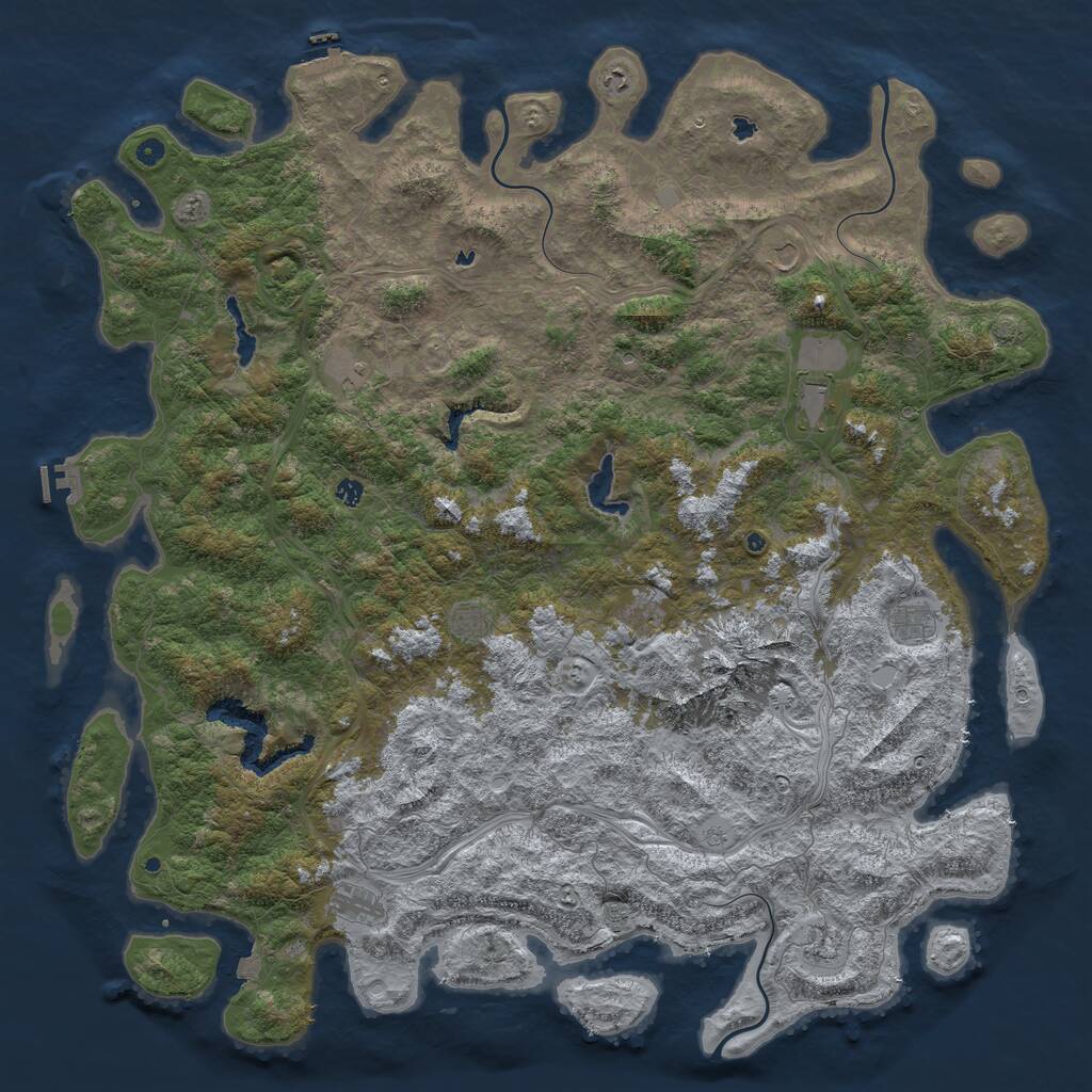 Rust Map: Procedural Map, Size: 6000, Seed: 1919310427, 17 Monuments
