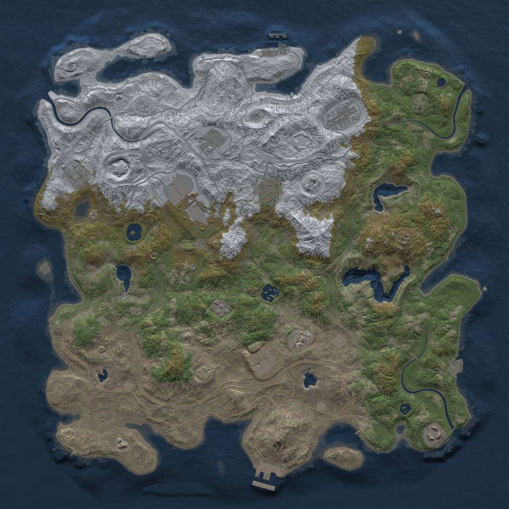 Rust Map: Procedural Map, Size: 4500, Seed: 1999215928, 16 Monuments