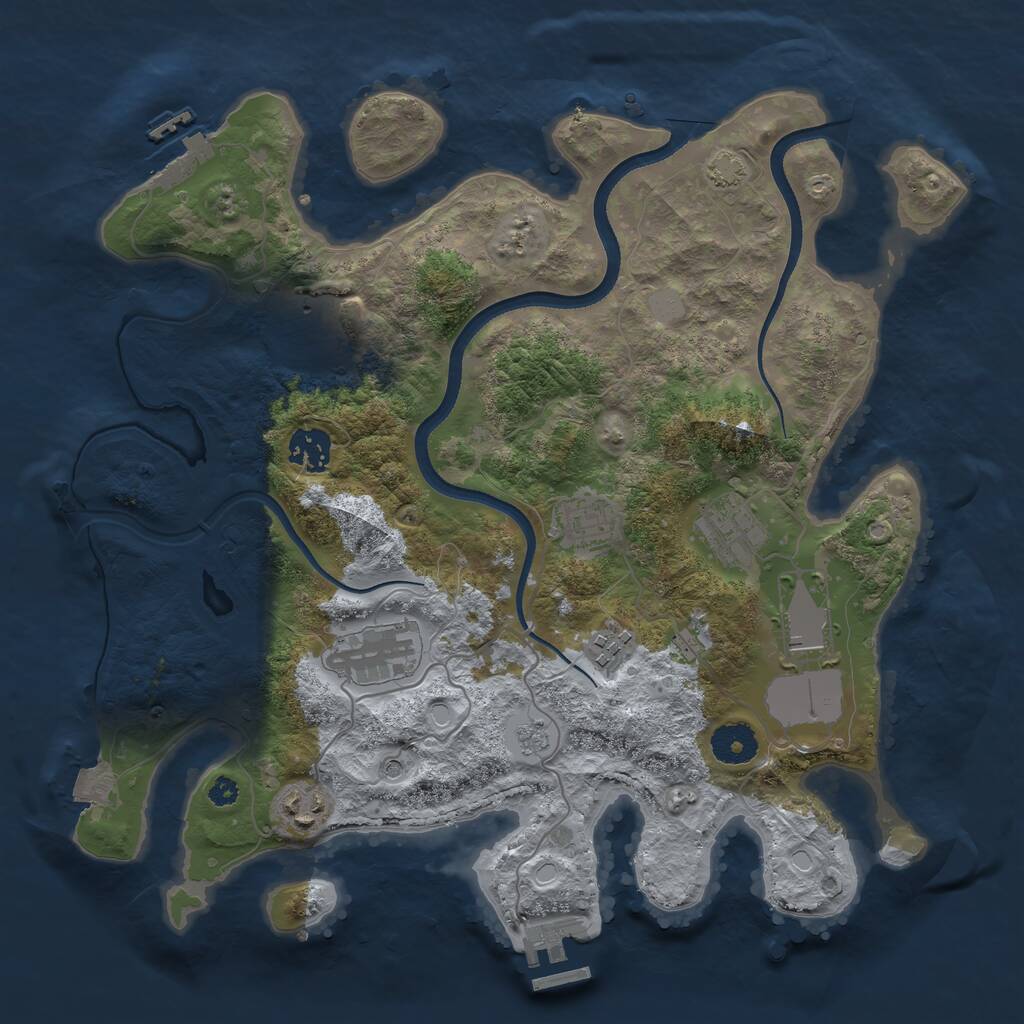 Rust Map: Procedural Map, Size: 3500, Seed: 213032025, 14 Monuments