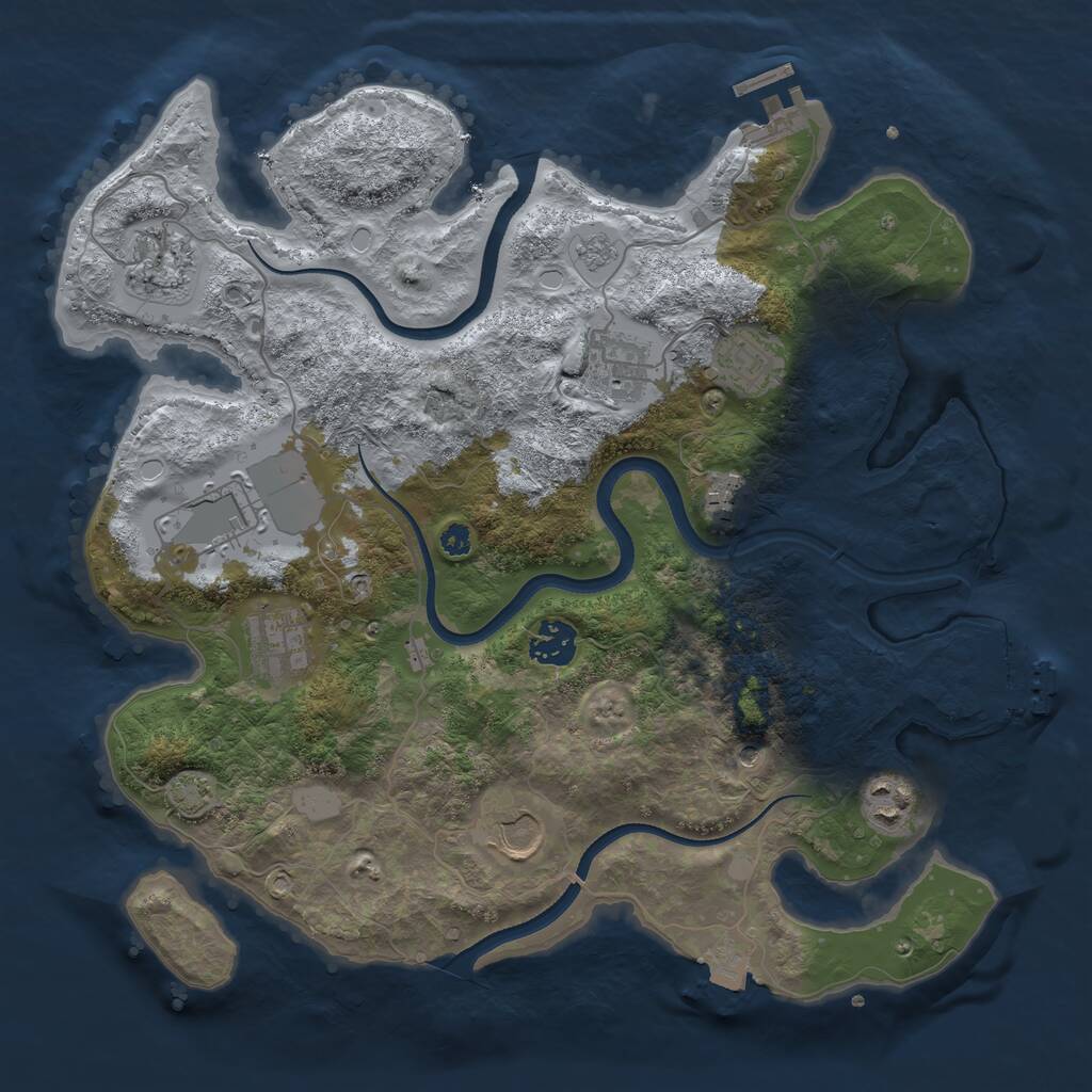 Rust Map: Procedural Map, Size: 3500, Seed: 1376991643, 15 Monuments