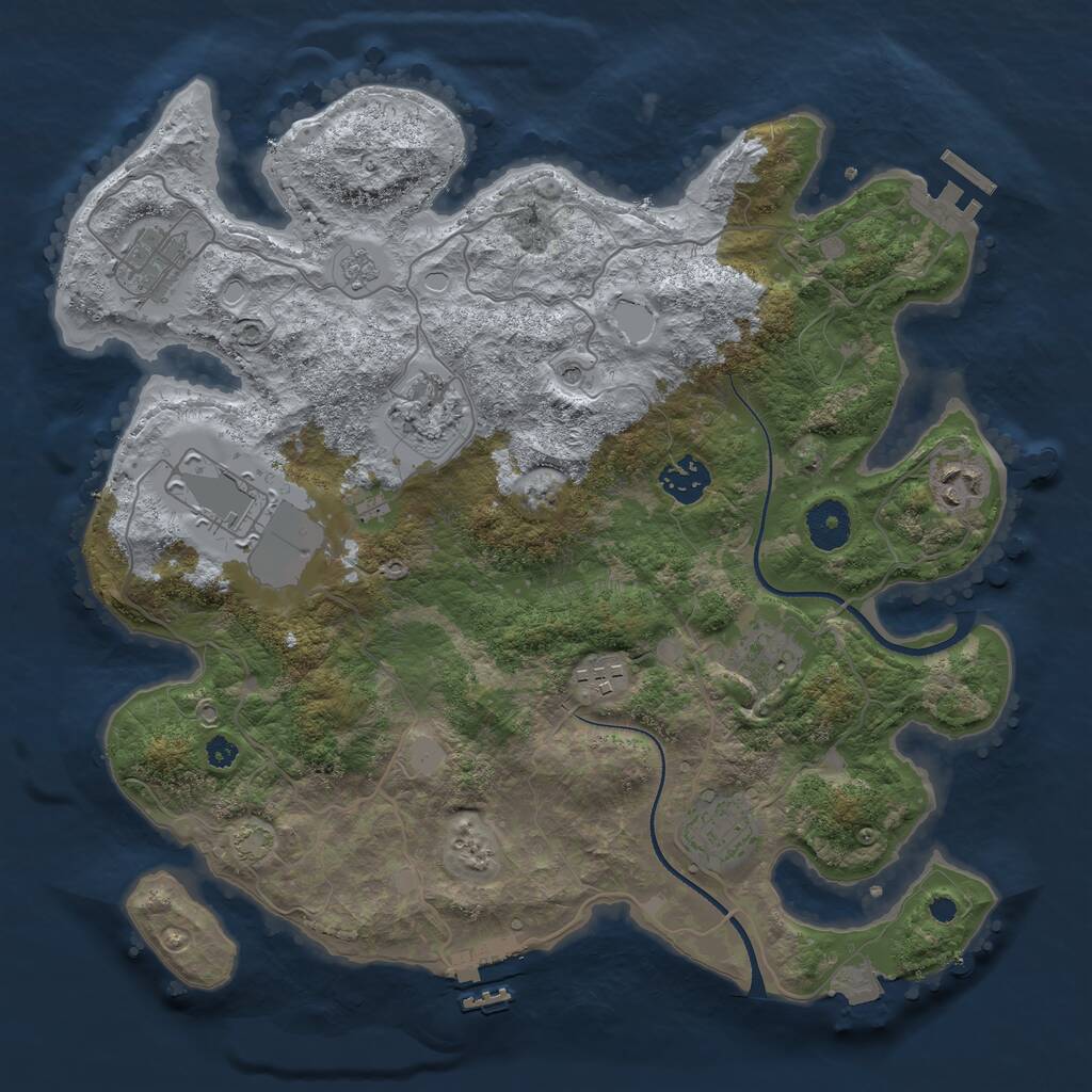 Rust Map: Procedural Map, Size: 3500, Seed: 1376991643, 14 Monuments