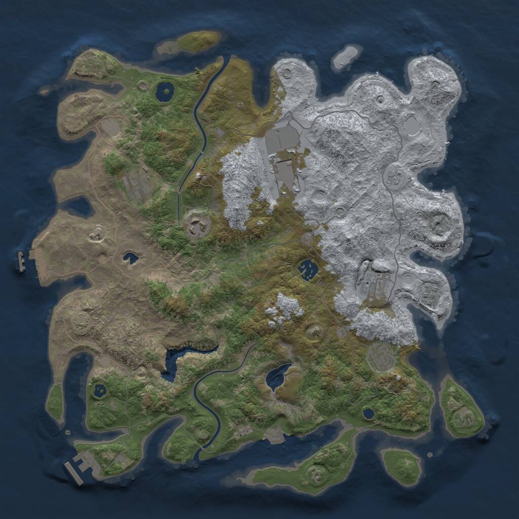 Rust Map: Procedural Map, Size: 4000, Seed: 1384869099, 13 Monuments