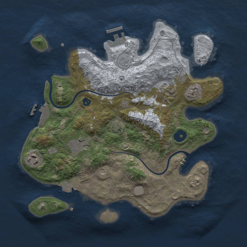 Rust Map: Procedural Map, Size: 3000, Seed: 30277, 9 Monuments