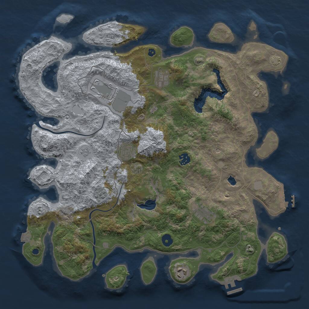 Rust Map: Procedural Map, Size: 4000, Seed: 1011147850, 13 Monuments