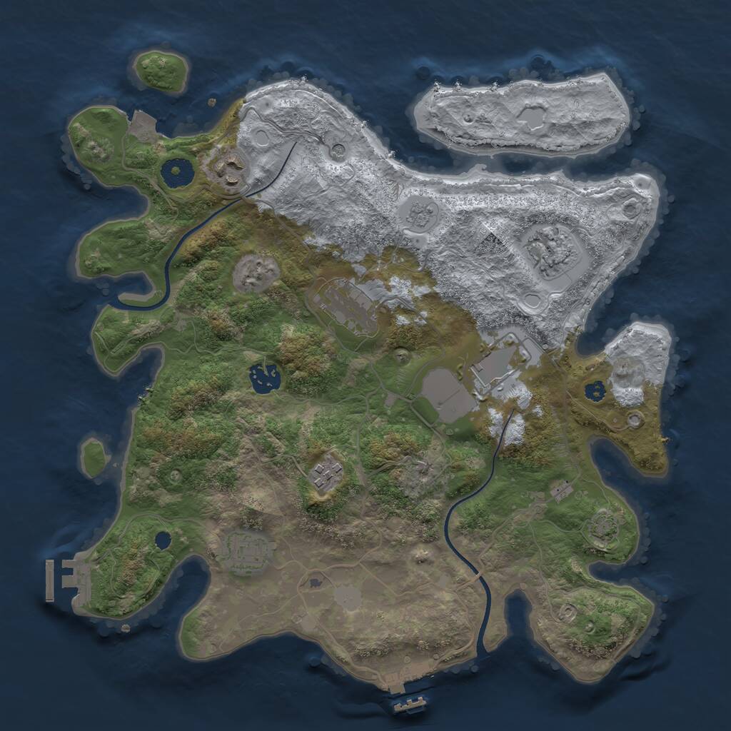 Rust Map: Procedural Map, Size: 3500, Seed: 1501974508, 13 Monuments