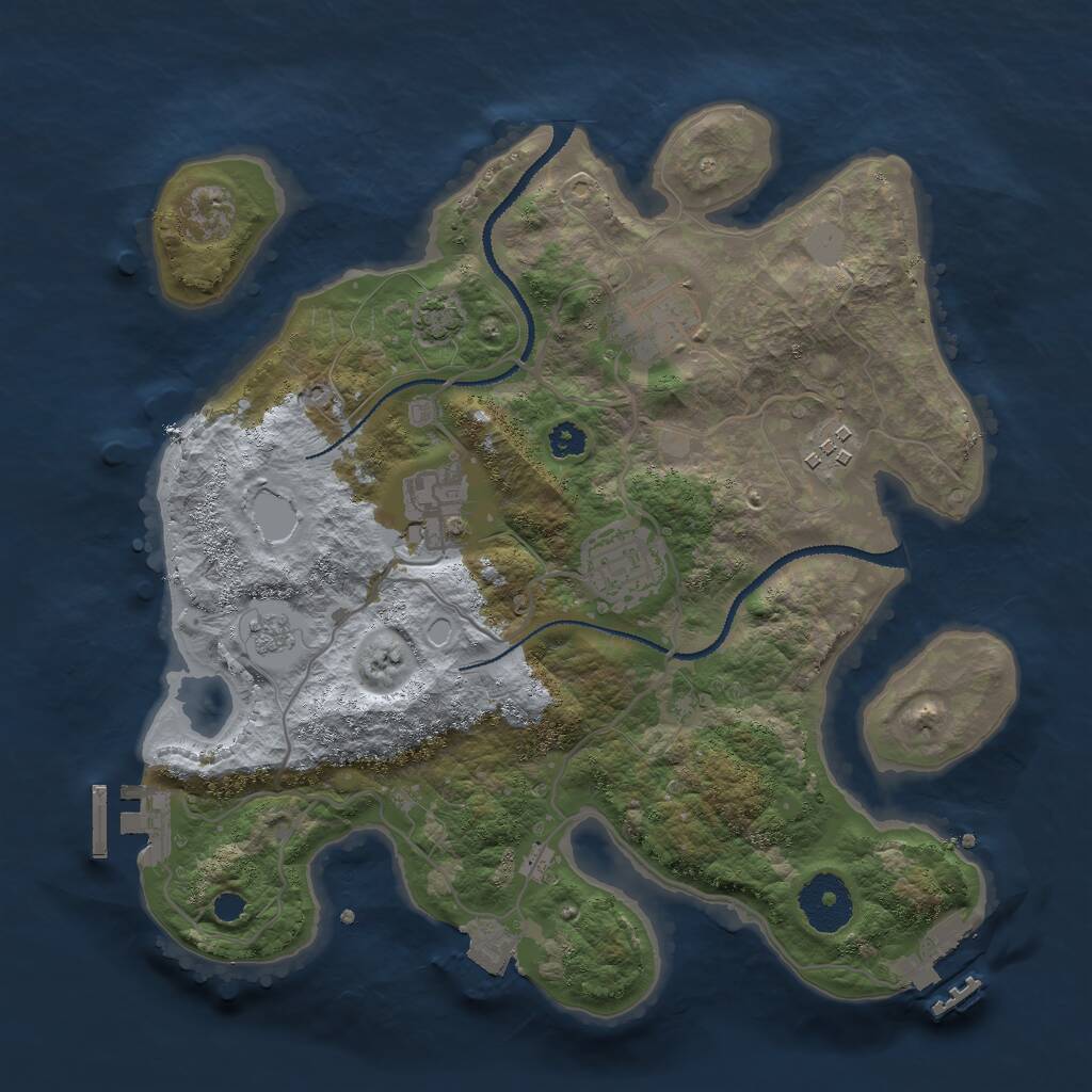 Rust Map: Procedural Map, Size: 3000, Seed: 1256050357, 9 Monuments