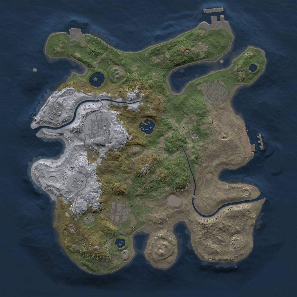 Rust Map: Procedural Map, Size: 3000, Seed: 436523, 11 Monuments
