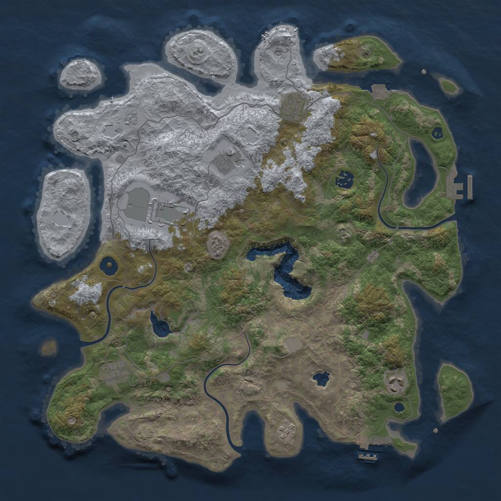Rust Map: Procedural Map, Size: 4150, Seed: 50025, 13 Monuments