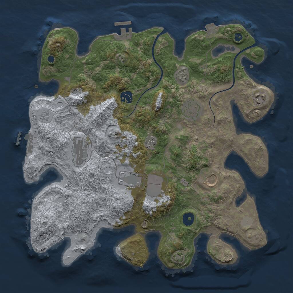 Rust Map: Procedural Map, Size: 3500, Seed: 422603581, 13 Monuments