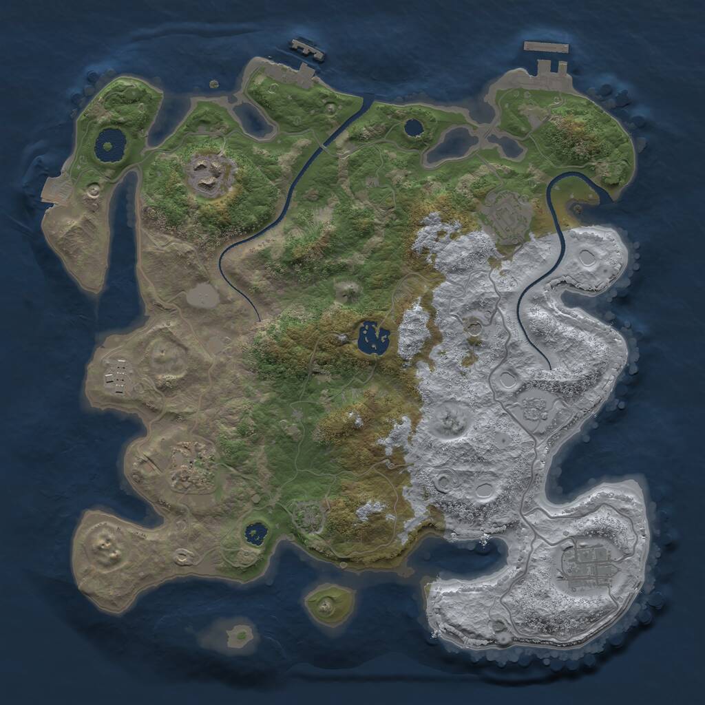 Rust Map: Procedural Map, Size: 3200, Seed: 1204565491, 12 Monuments