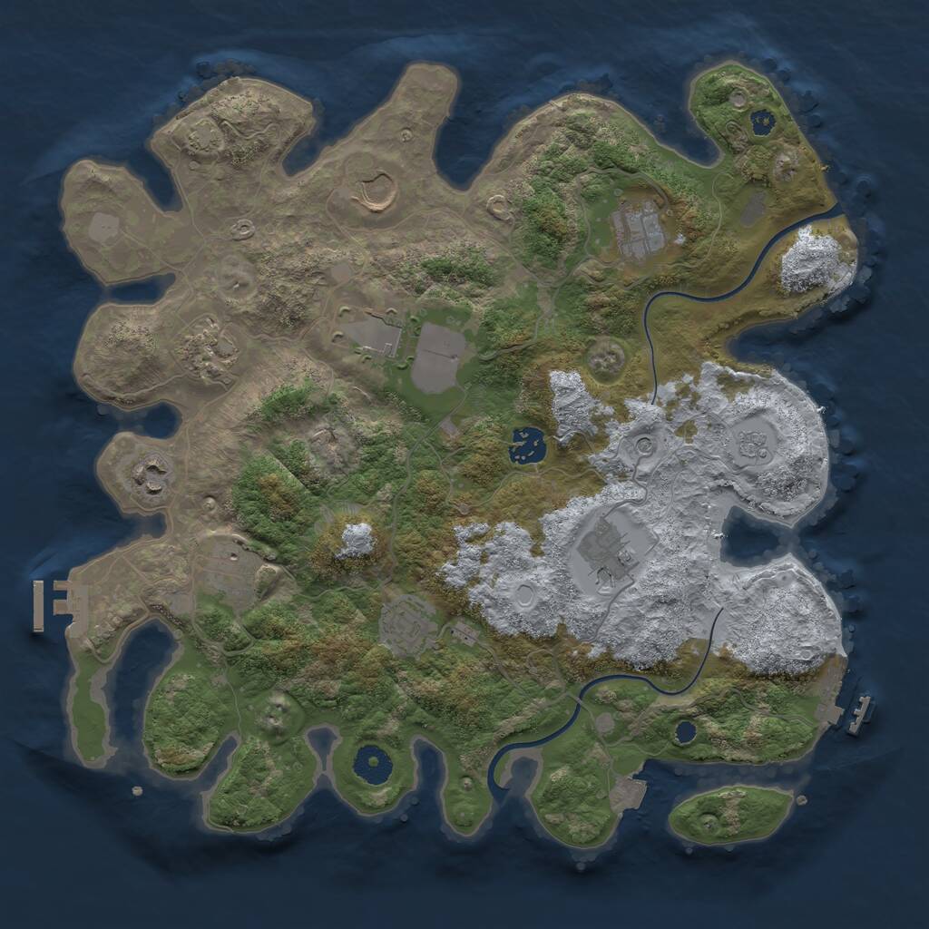 Rust Map: Procedural Map, Size: 3650, Seed: 1914295389, 15 Monuments