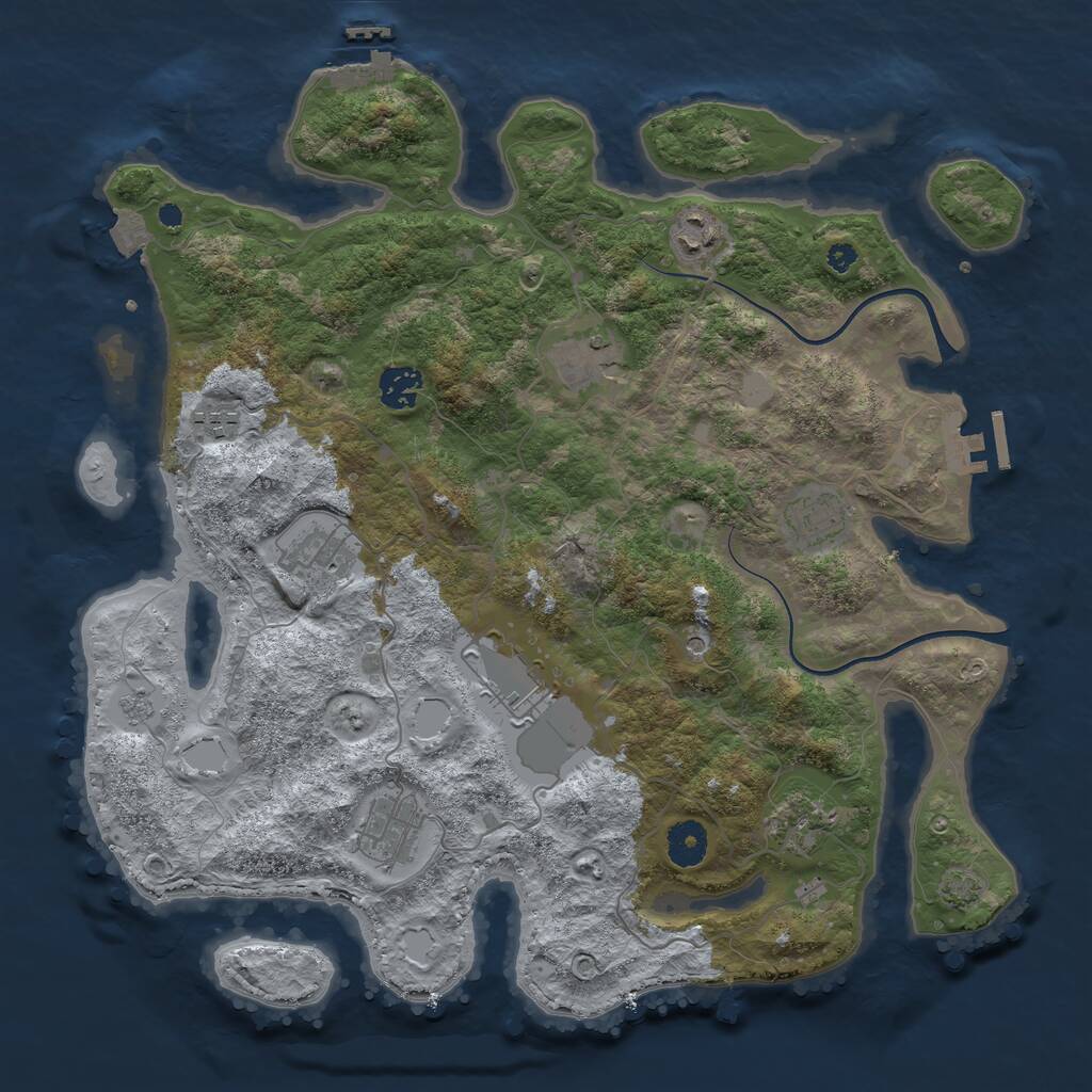 Rust Map: Procedural Map, Size: 3750, Seed: 930745136, 15 Monuments