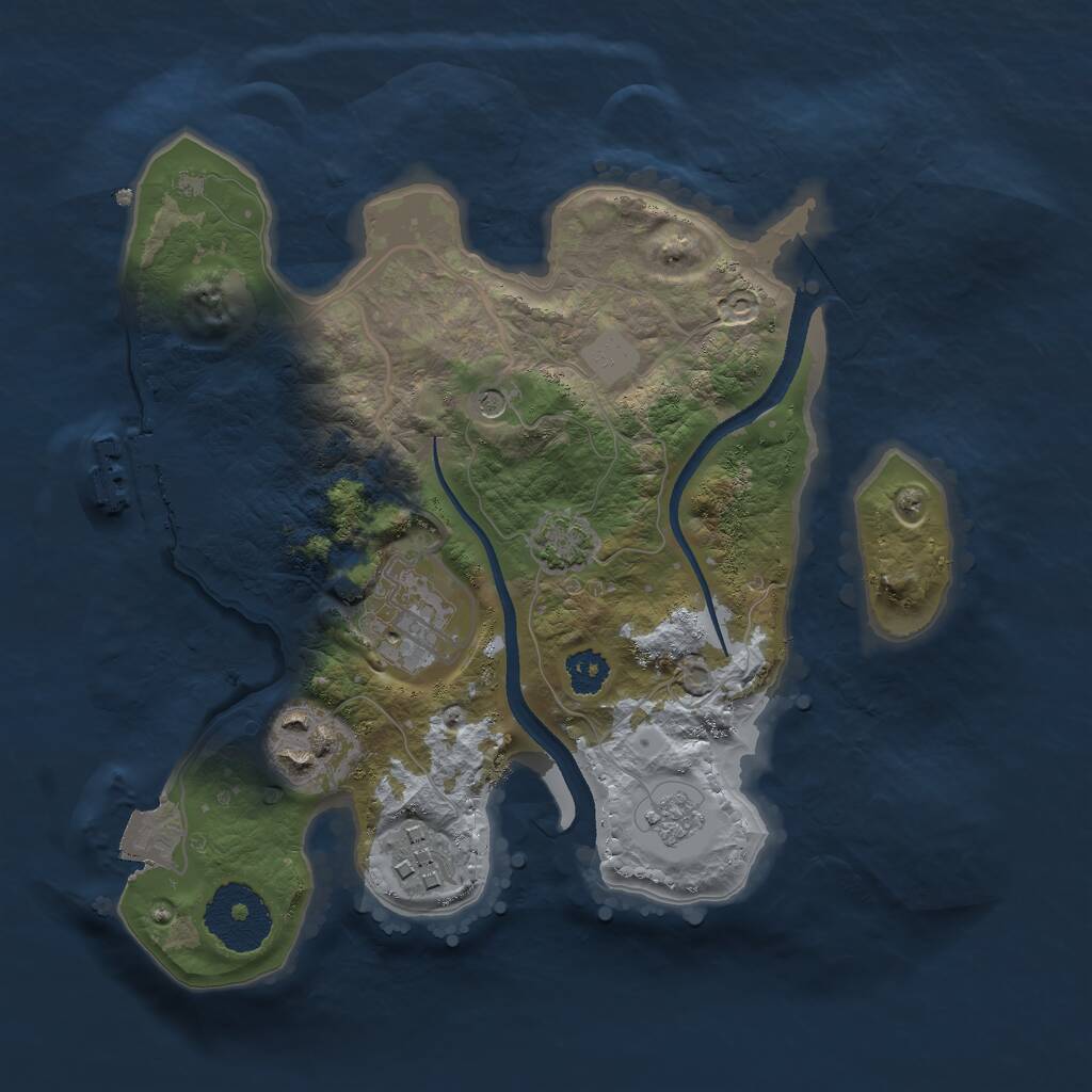 Rust Map: Procedural Map, Size: 2500, Seed: 99668, 8 Monuments