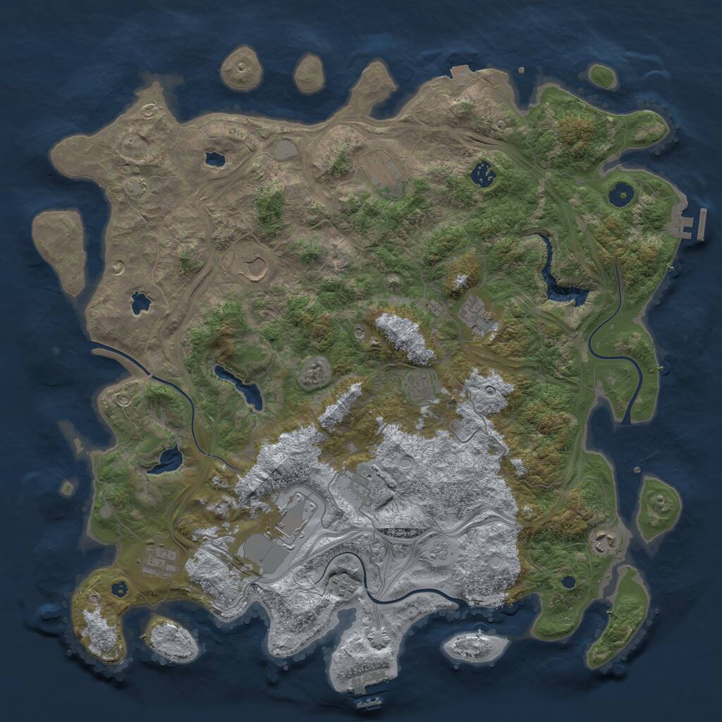 Rust Map: Procedural Map, Size: 4500, Seed: 1242365, 16 Monuments
