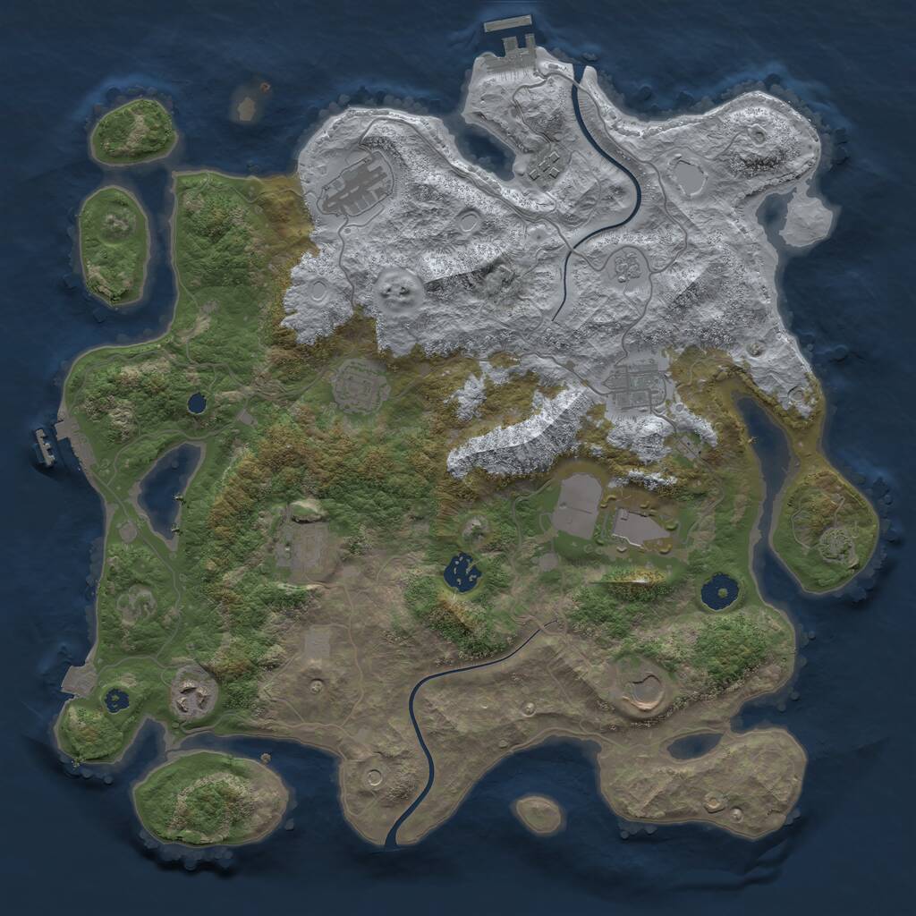 Rust Map: Procedural Map, Size: 3850, Seed: 276627855, 15 Monuments