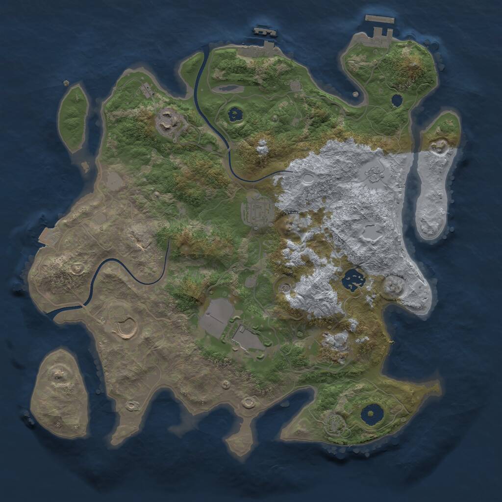 Rust Map: Procedural Map, Size: 3500, Seed: 9120835, 12 Monuments