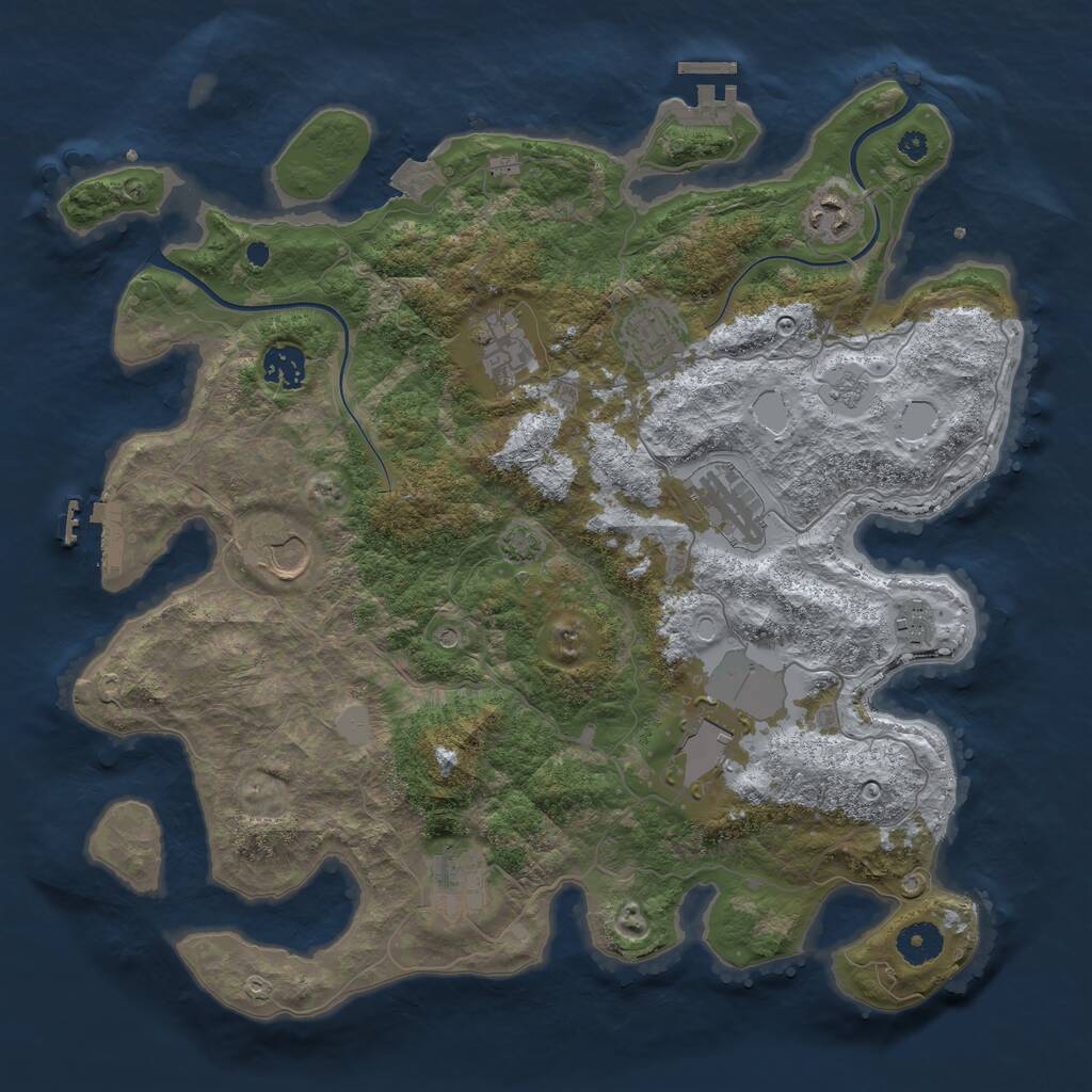 Rust Map: Procedural Map, Size: 3750, Seed: 306983385, 15 Monuments