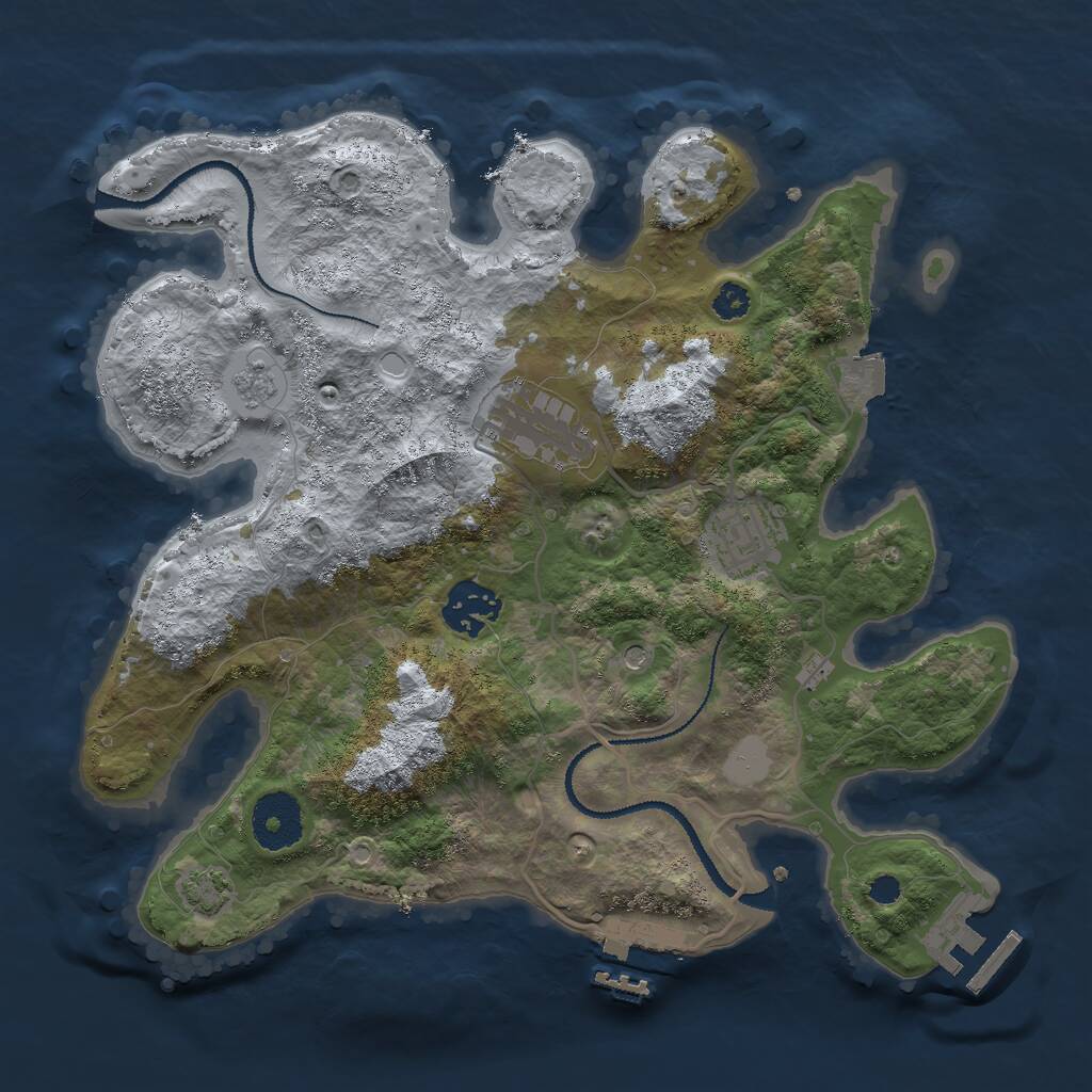 Rust Map: Procedural Map, Size: 3000, Seed: 550000, 9 Monuments