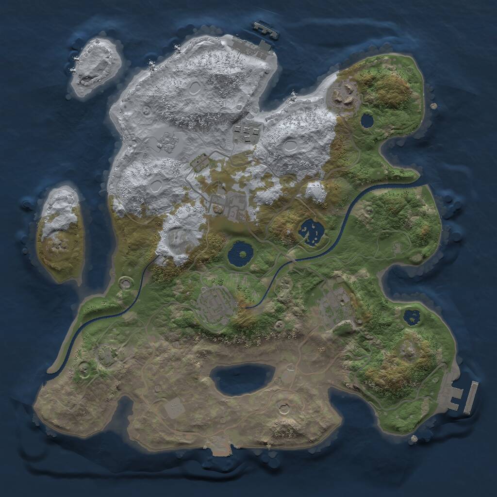 Rust Map: Procedural Map, Size: 3000, Seed: 850000, 12 Monuments