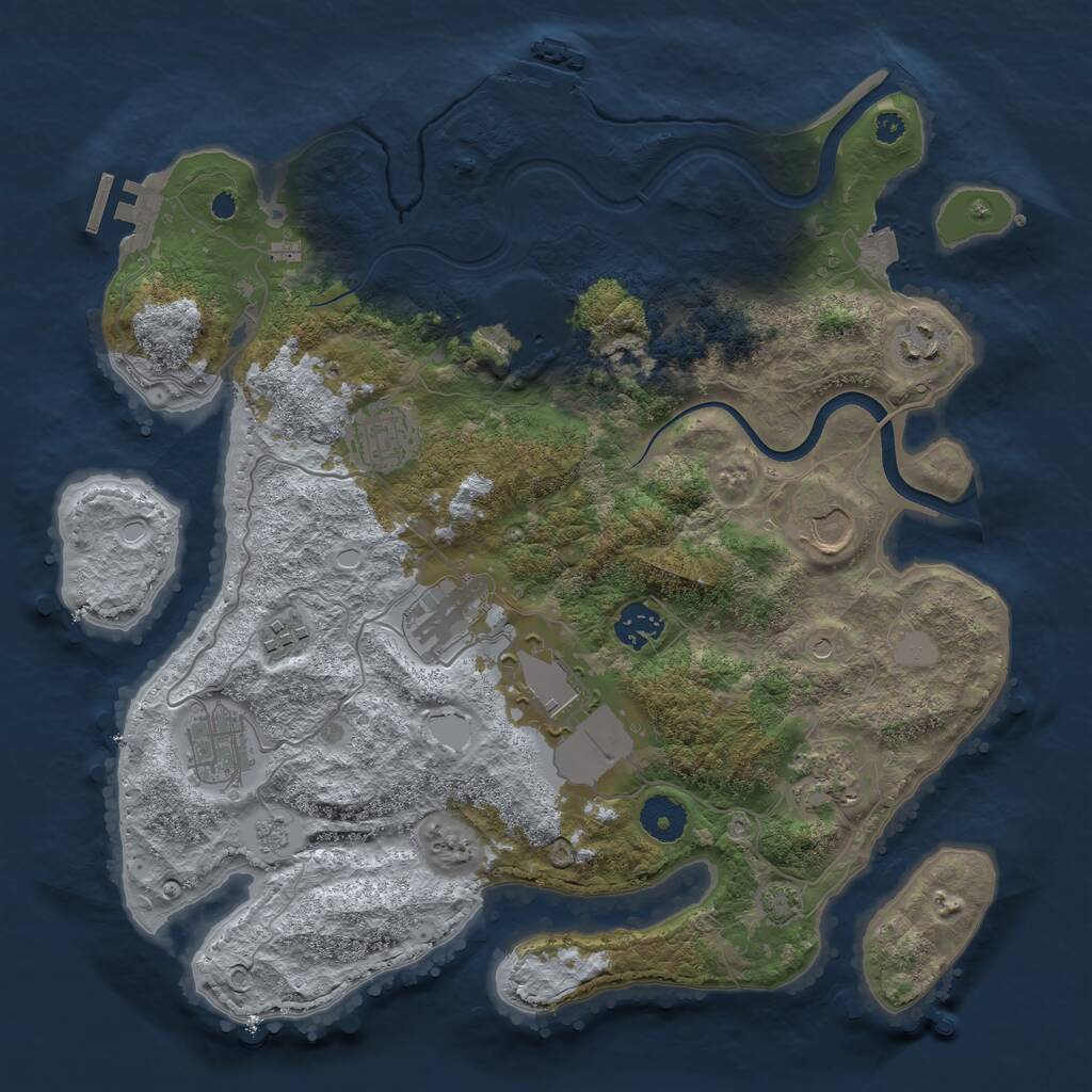 Rust Map: Procedural Map, Size: 3600, Seed: 960939, 16 Monuments