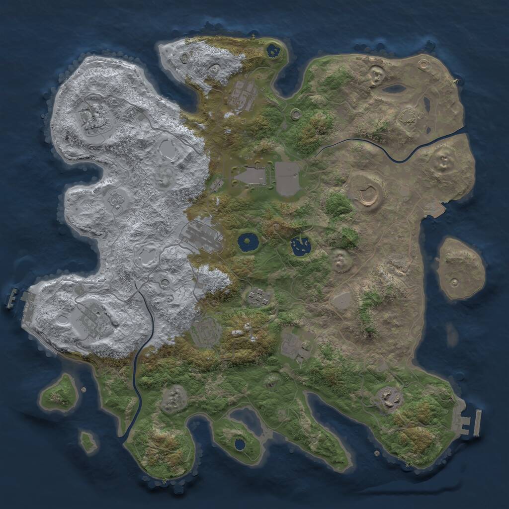 Rust Map: Procedural Map, Size: 3850, Seed: 46, 17 Monuments