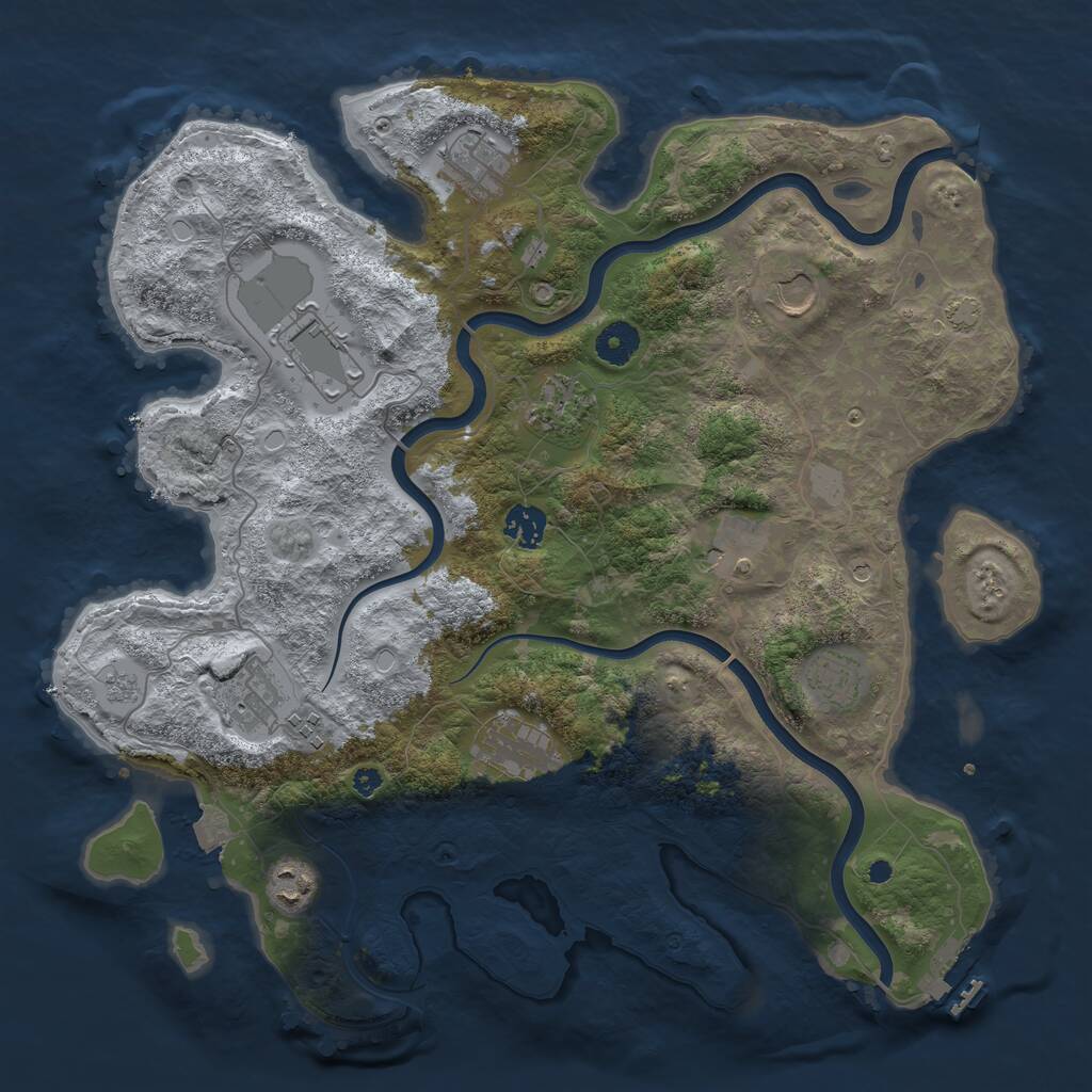 Rust Map: Procedural Map, Size: 3850, Seed: 46, 16 Monuments