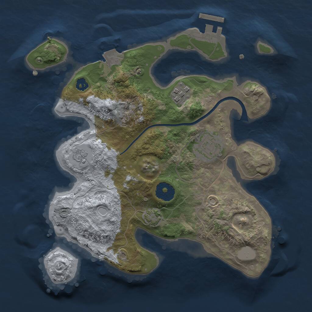 Rust Map: Procedural Map, Size: 2500, Seed: 136374001, 6 Monuments