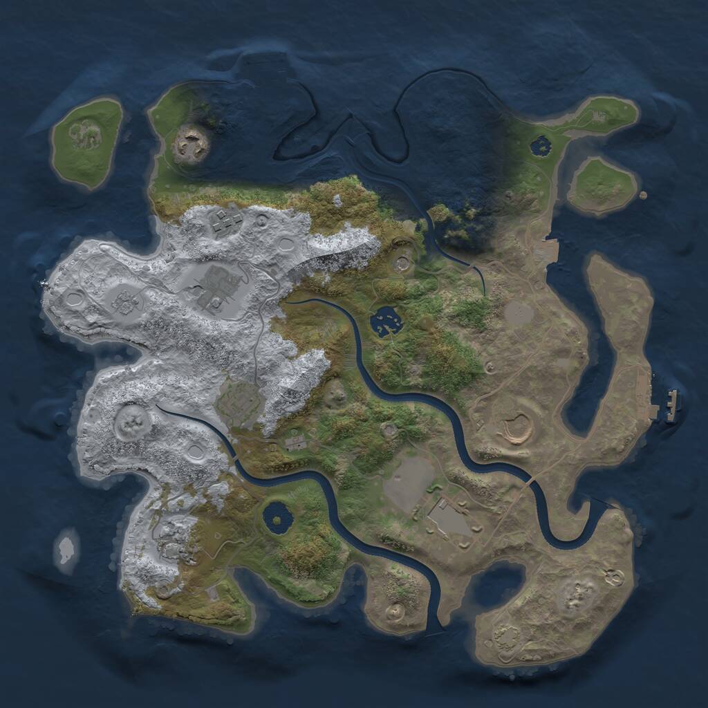 Rust Map: Procedural Map, Size: 3500, Seed: 546789411, 14 Monuments
