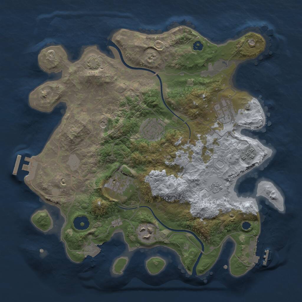 Rust Map: Procedural Map, Size: 3000, Seed: 489123757, 11 Monuments