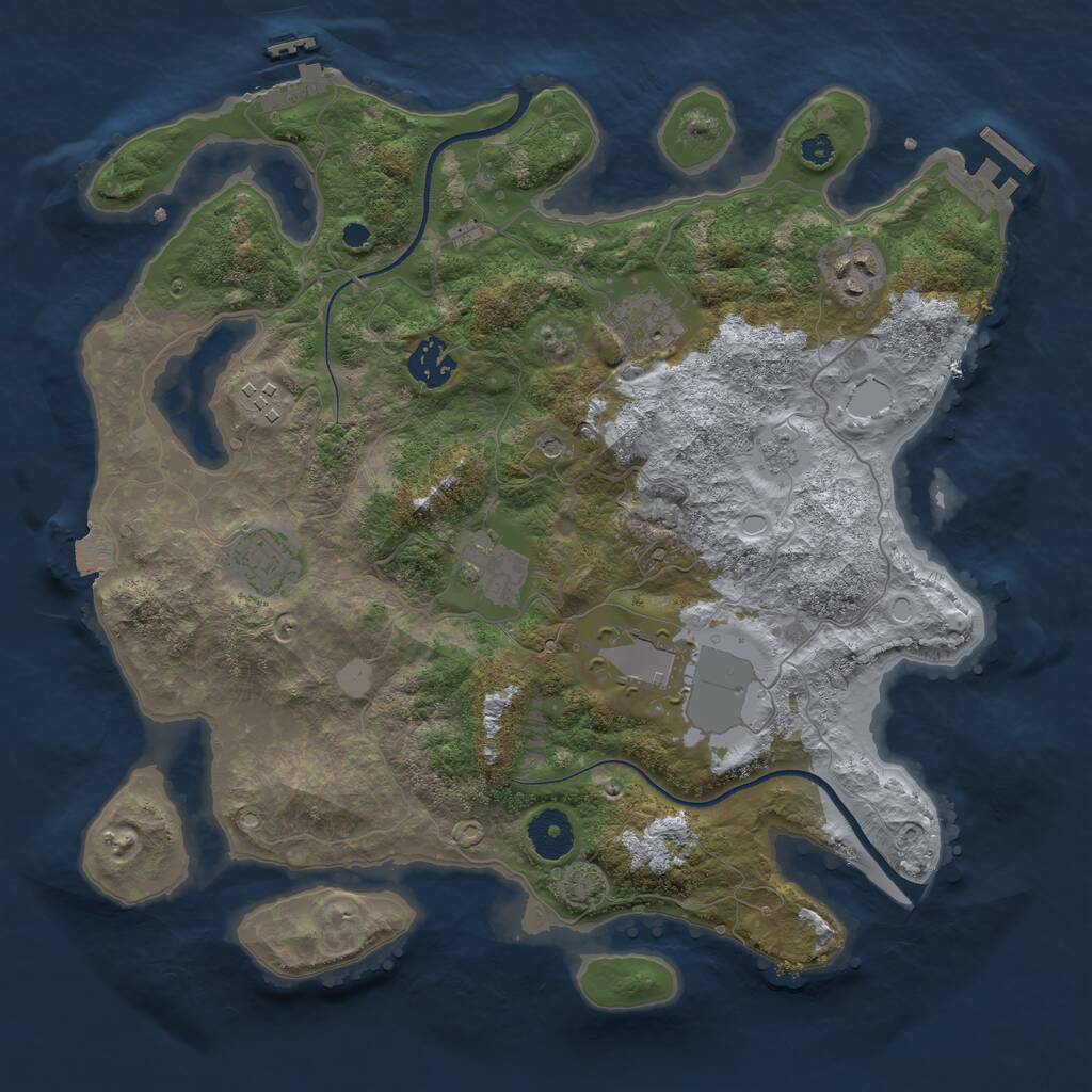 Rust Map: Procedural Map, Size: 3500, Seed: 1817622070, 13 Monuments