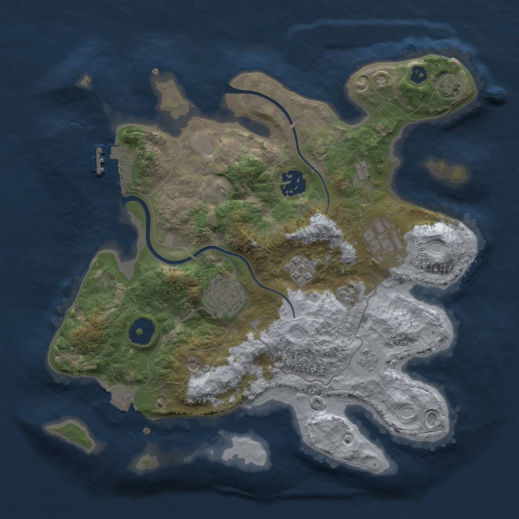 Rust Map: Procedural Map, Size: 3000, Seed: 713940732, 9 Monuments