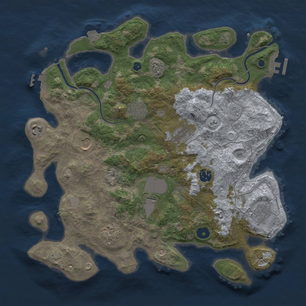Rust Map: Procedural Map, Size: 3700, Seed: 89984238, 14 Monuments