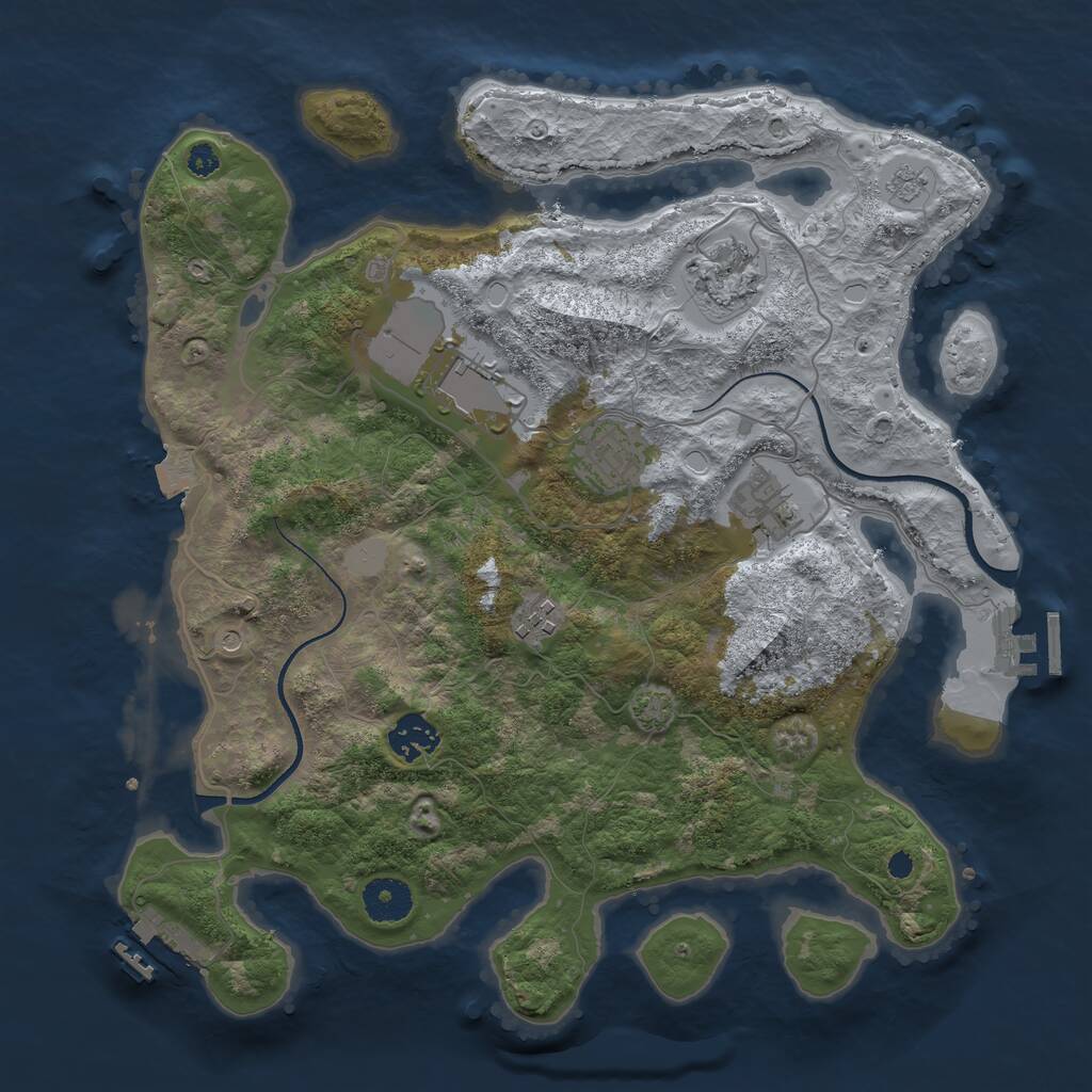 Rust Map: Procedural Map, Size: 3500, Seed: 2062503156, 12 Monuments