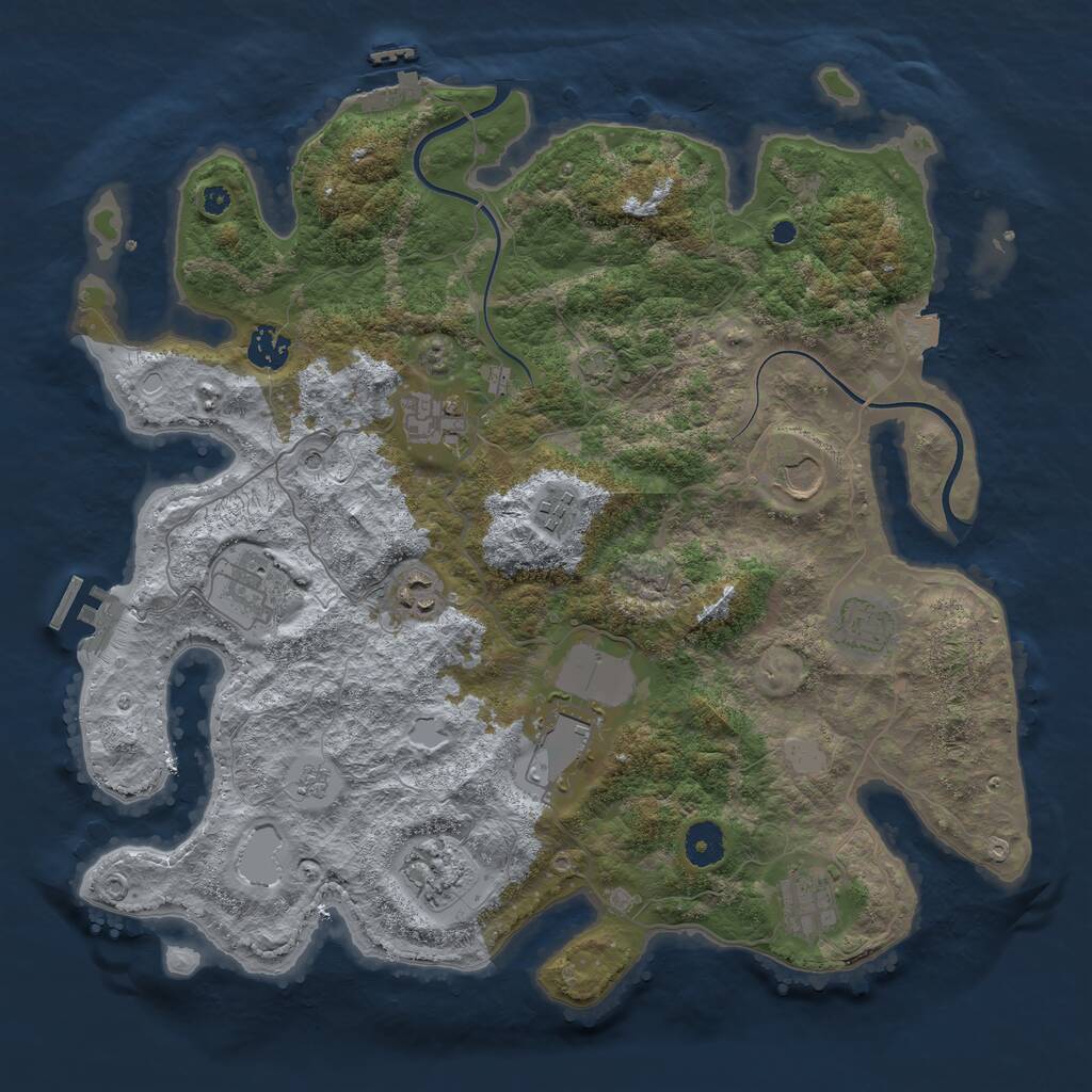 Rust Map: Procedural Map, Size: 3850, Seed: 335844279, 16 Monuments