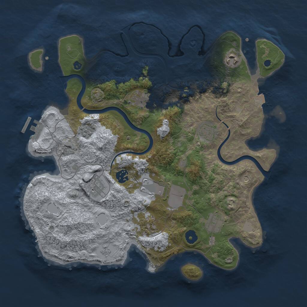 Rust Map: Procedural Map, Size: 3600, Seed: 481993, 14 Monuments