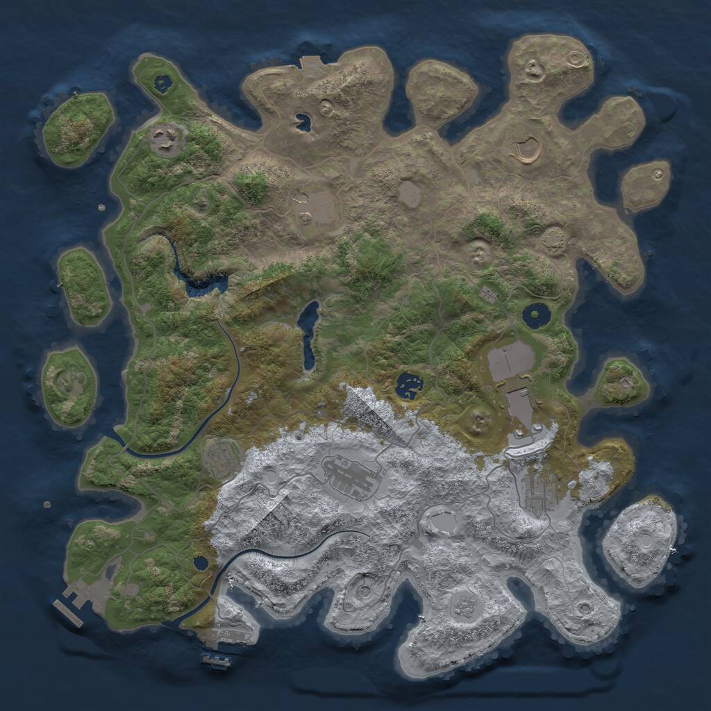 Rust Map: Procedural Map, Size: 4000, Seed: 1232361121, 14 Monuments