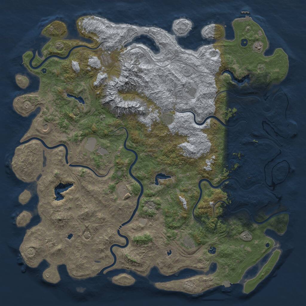 Rust Map: Procedural Map, Size: 6000, Seed: 1397027905, 17 Monuments