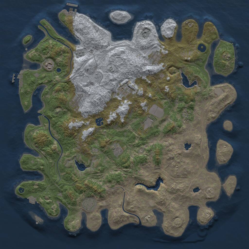 Rust Map: Procedural Map, Size: 4500, Seed: 69707172, 16 Monuments