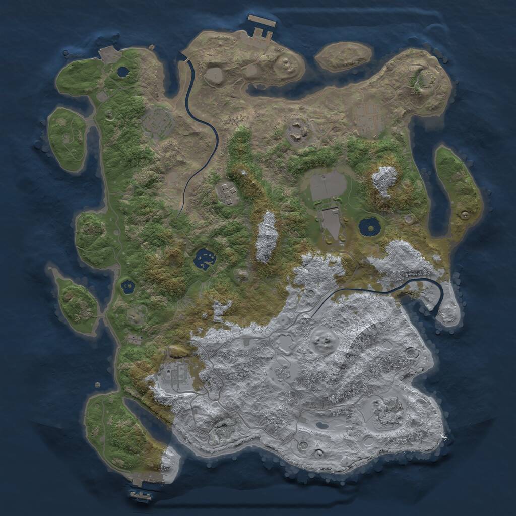 Rust Map: Procedural Map, Size: 3750, Seed: 1722984102, 14 Monuments