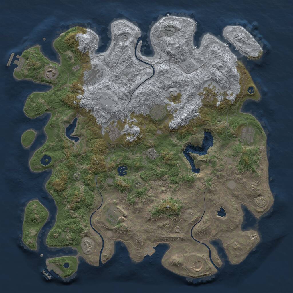 Rust Map: Procedural Map, Size: 4200, Seed: 666666, 16 Monuments