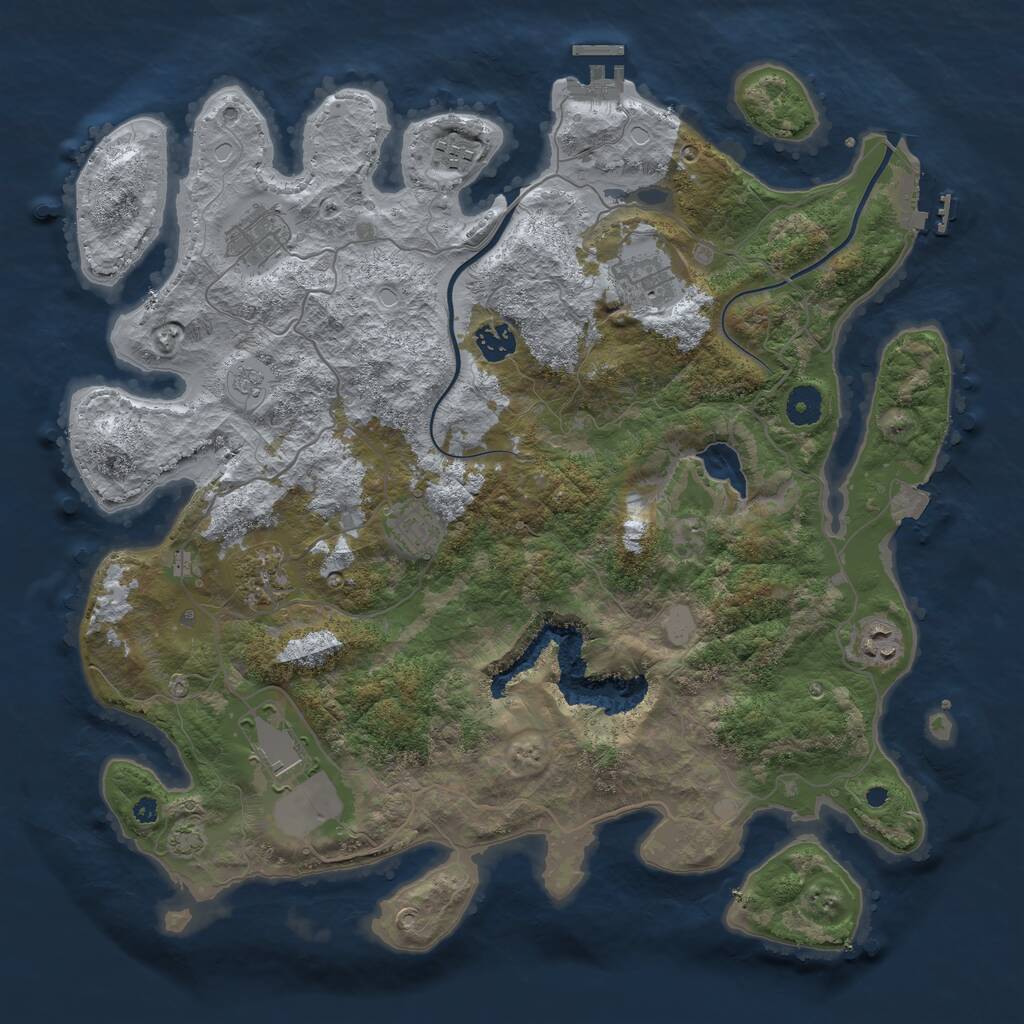 Rust Map: Procedural Map, Size: 4000, Seed: 1122668861, 13 Monuments