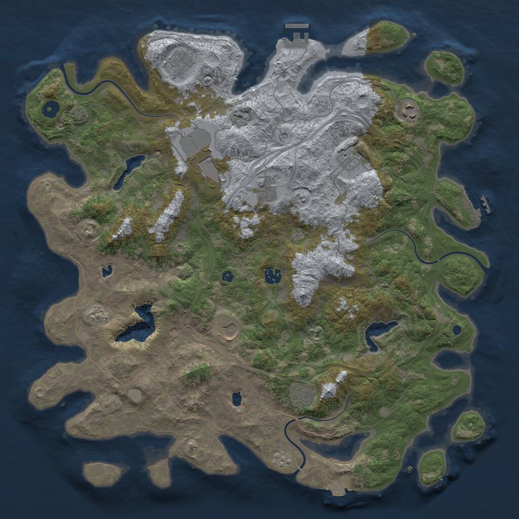 Rust Map: Procedural Map, Size: 4500, Seed: 1260079622, 15 Monuments