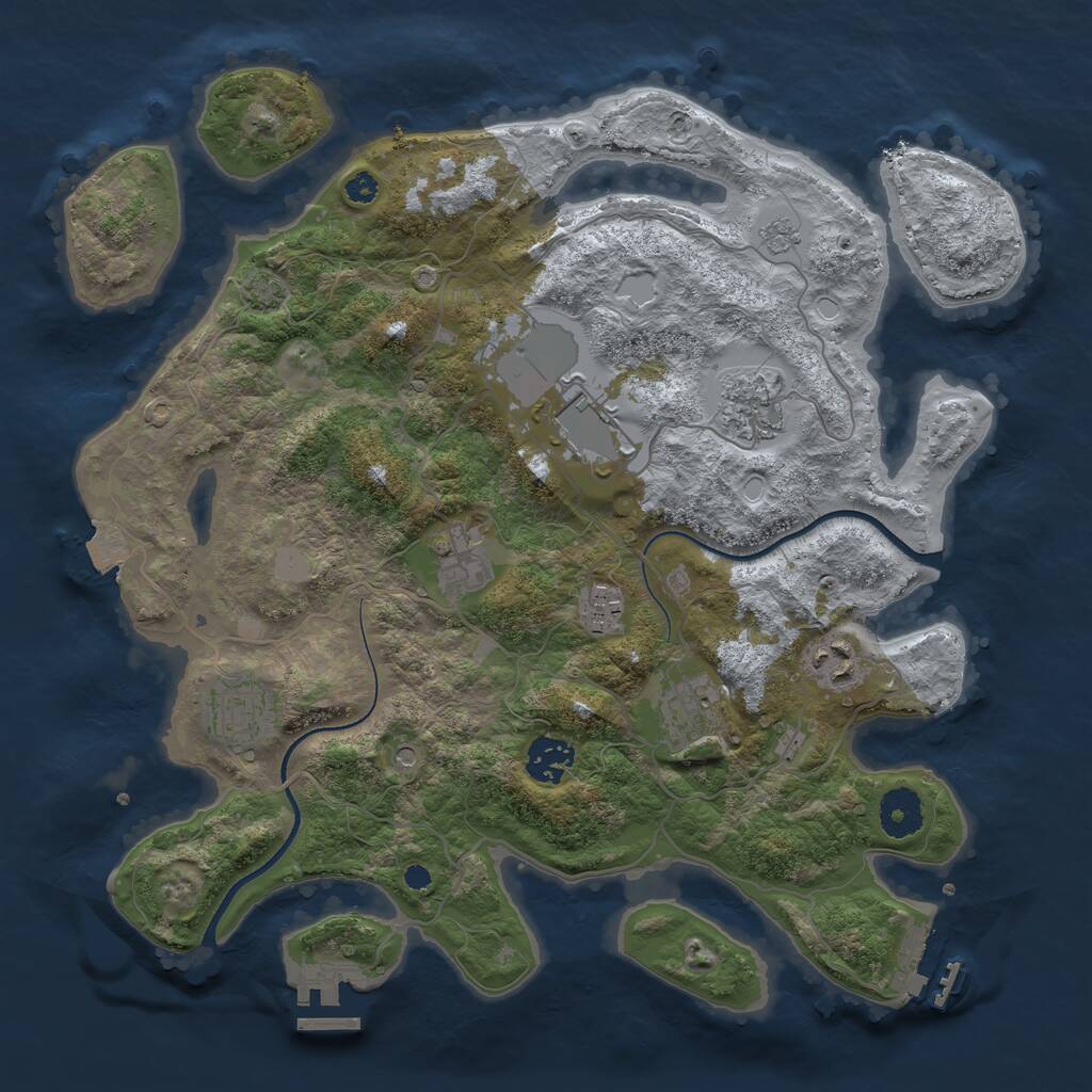 Rust Map: Procedural Map, Size: 3500, Seed: 142134958, 14 Monuments