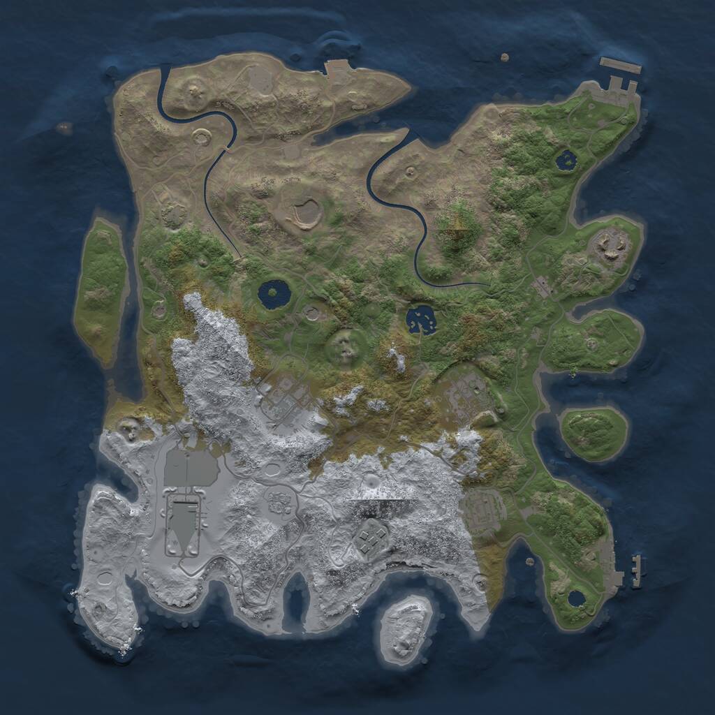 Rust Map: Procedural Map, Size: 3500, Seed: 1150251558, 14 Monuments