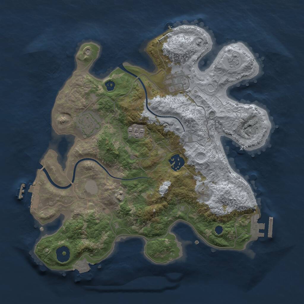 Rust Map: Procedural Map, Size: 3000, Seed: 25101970, 8 Monuments