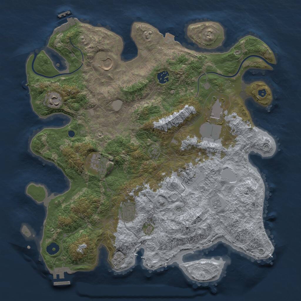 Rust Map: Procedural Map, Size: 3700, Seed: 461946663, 14 Monuments