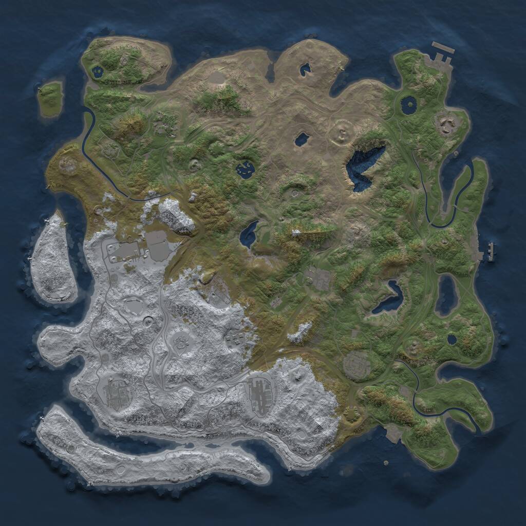 Rust Map: Procedural Map, Size: 4500, Seed: 384439007, 16 Monuments