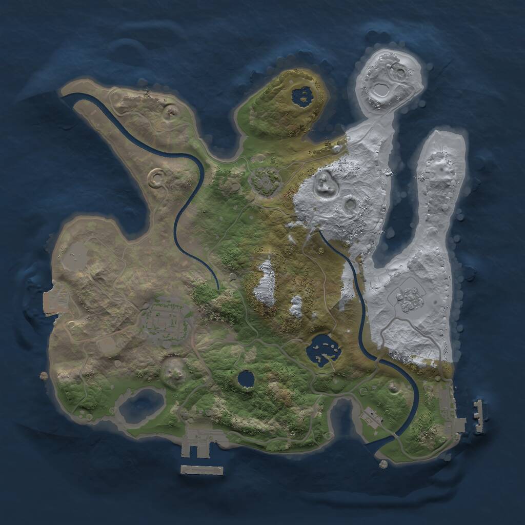Rust Map: Procedural Map, Size: 2500, Seed: 690195992, 7 Monuments