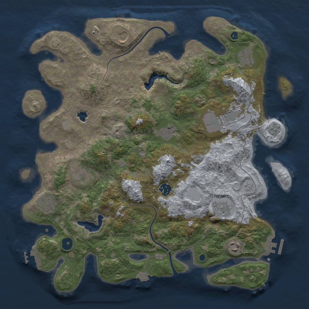 Rust Map: Procedural Map, Size: 4000, Seed: 1002380442, 16 Monuments