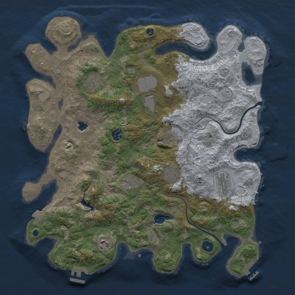 Rust Map: Procedural Map, Size: 4000, Seed: 1564103945, 13 Monuments